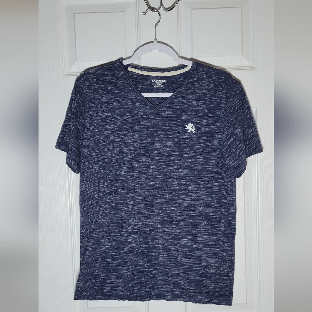 Men's Medium Blue V-neck Short Sleeve Shirt